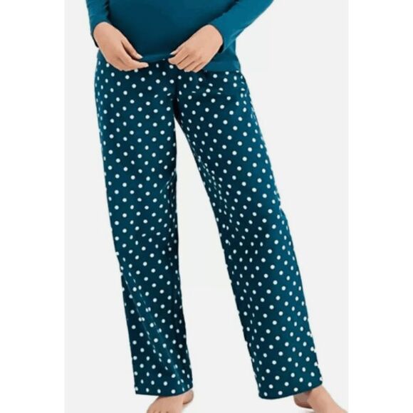 Charter Club NWT size XXL velour green/white polka dot pants - Picture 1 of 3